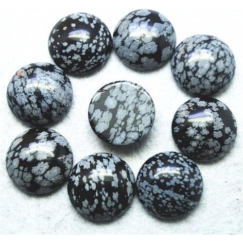 4PCS 20MM Nature Snowflake Obbistan Jasper Cabochons Round Shape Natural Semi Precious Stone No HOle DIY Jewelry Accessories