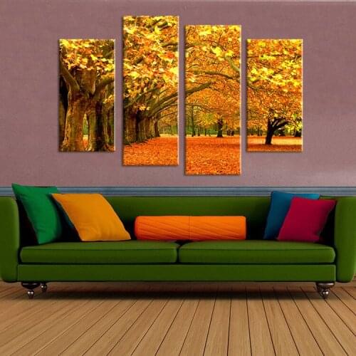 4pcs Hot Sell Modern Wall Painting Home Decorative Art Picture Paint On Canvas Prints Charming Autumn Leaves with no frame