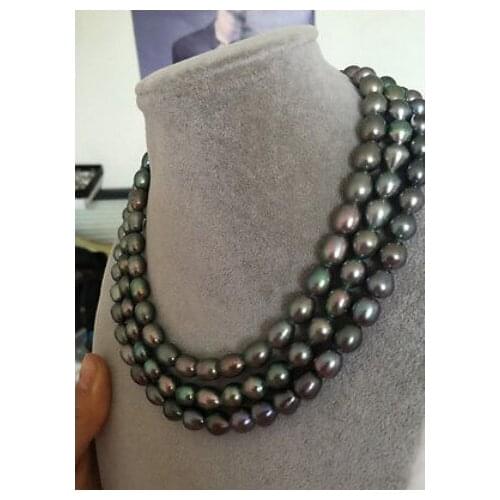 48inch14k 9-10mm south seas baroque peacock green pearl necklace