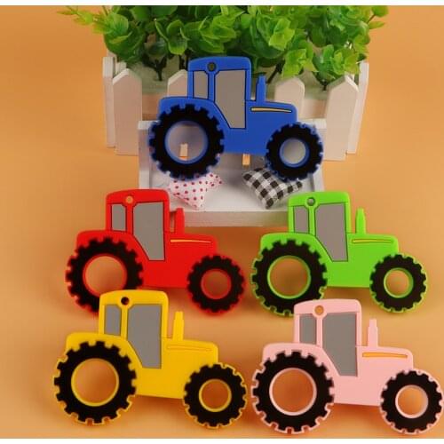 Kovict 5/10pcs Baby Silicone Teether Cartoon Car Food Grade DIY Pacifier Chain Pendant Accessories Chewable Teether Toys