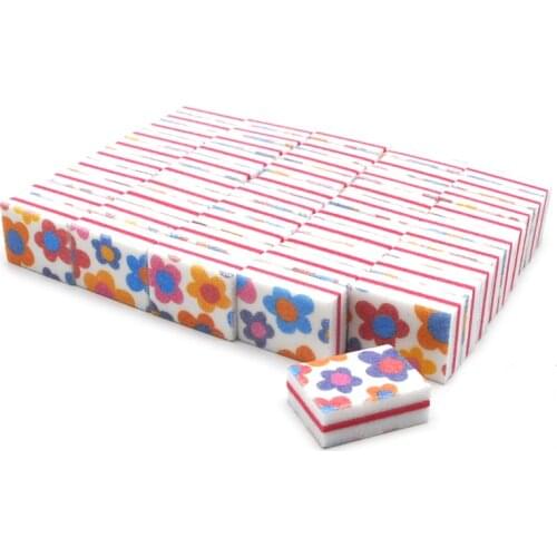 50 Pcs Print Flower Sponge Nail File 100/180 Sandpaper Buffer Block Nail Sanding File Manicure Pedicure Nail Care Accessories