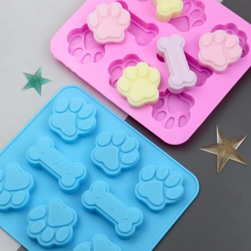 6 Holes Cat Claw Cake Silicone Mold Dog Bone Fondant Mold DIY Baking Accessories Creative Candle Mold Cake Decorating Tools