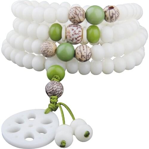 White Jade Bodhi Multilayer 108 Beaded Bracelet Fashion Buddhism Yoga Jewelry For Men And Woman