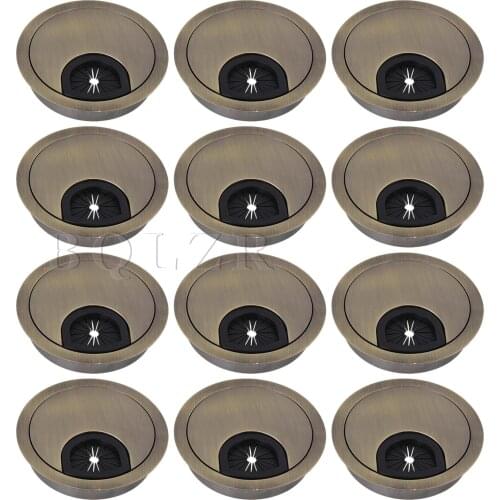 BQLZR 12 x Bronze Desk Cable Wire Hole Cover Grommets Hole Dia 60mm for Desk