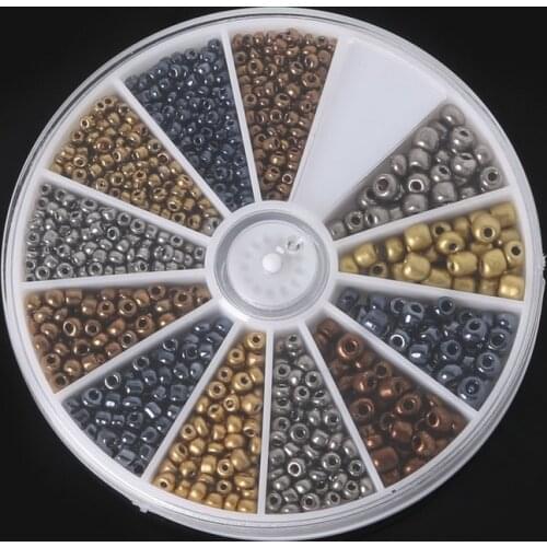 2&3&4mm Mixed Metal Colors Glass Seed Beads Kit Loose Spacer Beads For DIY Jewelry Making approx 600 pcs/set, BDH063-01MX