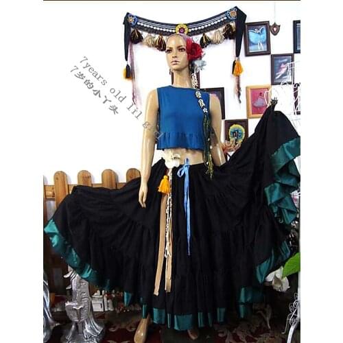 Cotton 4Tiered 18Yards Ats Gypsy Tribal Belly Dance Skirt With Border EI33 41