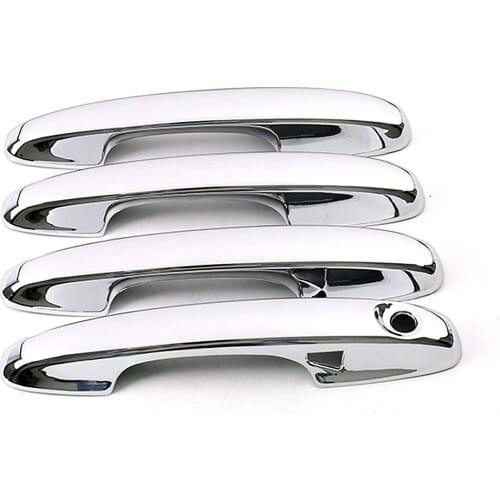 Chrome Color For Ford Focus 2019 2020 Carbon Fiber Printed Exterior Side Door Handle Cover Trim Frame Bezel With 2 Smart Hole