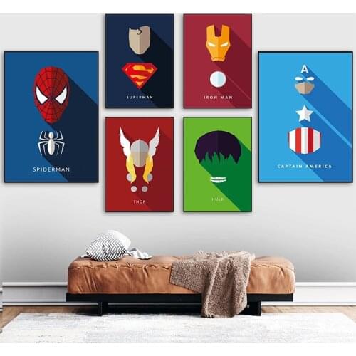 Marvel Superhero Symbolize Canvas Painting Avengers Comics Prints and Posters Wall Art Pictures for Kids Room Home Decor Cuadros