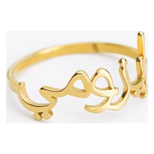Custom Arabic Name Ring Personalized Jewelry Silver Rose Gold Engagement Rings For Women Stainless Steel Farsi Name Bague Femme