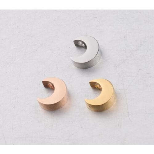 Small size Stainless Steel Smooth Faced Moon Shape Tag Charm Pendant Jewelry Findings 7x8mm 2pcs y1468