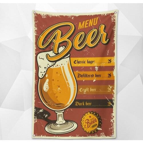 MENU BEER Vintage Beer Day Flag Wall Chart Deluxe Indoor Outdoor Banner Retro Oktoberfest Decoration Tapestry Canvas Painting