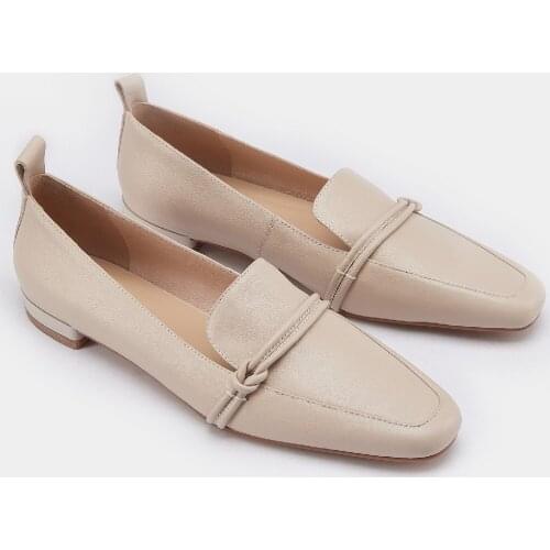 Womens genuine leather square toe slip-on flats loafers leisure soft comfort moccasins female high quality casual daily shoes