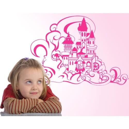 Princess dream castle Wall Stickers For Kids Rooms Mural Removable Sticky Vinyl Waterproof Wallpapers Home Decor Design LA152