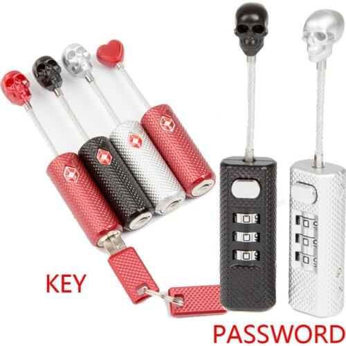 New Creative Skull Metal Luggage Locks Three Digits Combination Padlock Mini Security Check Travel Bag Lock Secure Code Lock Key