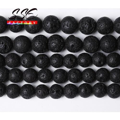 Wholesale AAAAA Black Volcanic Lava Stone Beads 15" Strand 4 6 8 10 12 14 16 MM For Jewelry Making DIY Bracelet Accessories