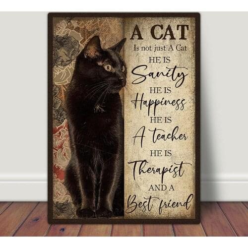 A Cat Is Not Just A Cat Poster Vintage Black Cat Canvas Prints Painting Animal Friend Wall Art Picture for Modern Home Decor