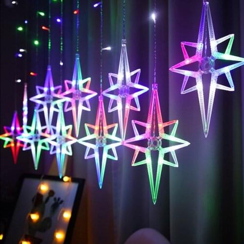 Christmas Lights Polaris Elk Bell Lamp Led String Light Decor for Home Room Curtains Led Lights Fairy Garland Navidad New Year