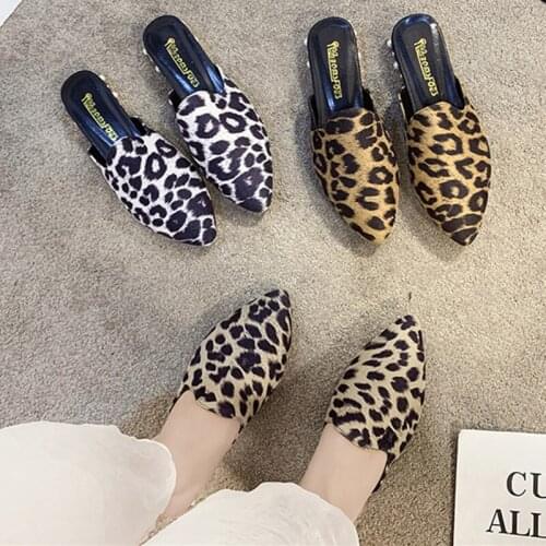 Fashion Beautiful Mules Sandals Leopard Pattern Leisure Loafers Summer Sexy Slippers For Women（Size 35-40