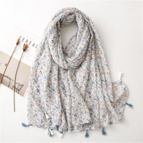 Spring Women Shawl Scarf 2021 Floral Printed Hijab Scarf Summer Thin Head Wraps