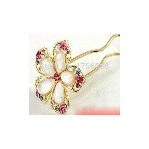 Hot new style fashion crystal Rhinestones simulation flower hairpin multi-slice jewelry accessories girls gifts
