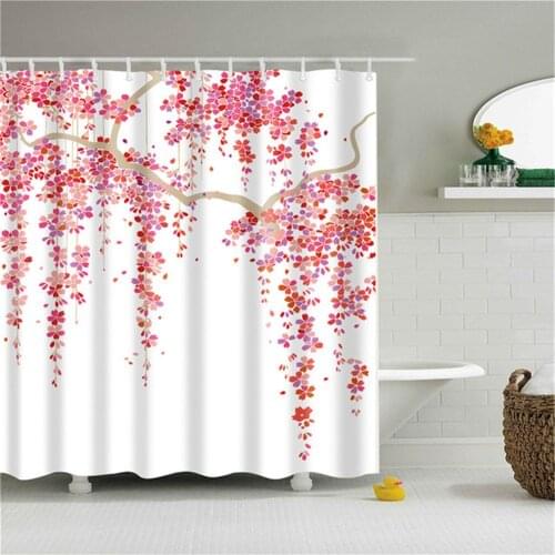 High Quality 3D Bathroom Supply Shower Curtains Flowers Printed Waterproof Bath Curtain Screen with Hooks Home Decoration