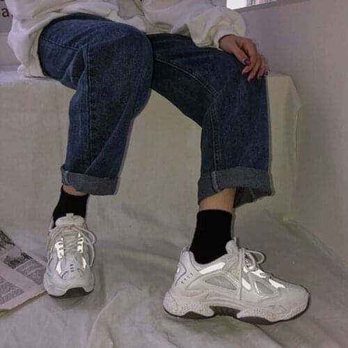 2021 spring and autumn new womens round toe mesh breathable Korean street style old shoes super fire sneakers