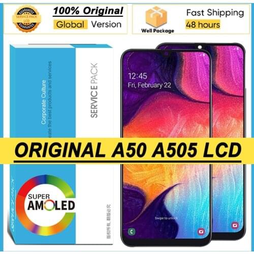 100% Original 6.4'' AMOLED Display for Samsung Galaxy A50 2019 SM-A505F/DS A505F A505FD A505A Full LCD Touch Screen Repair Parts