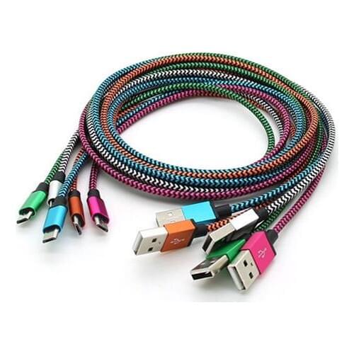 1M/2m/3m metal Alloy Fabric nylon braided Micro usb Data charging For Samsung S3 S4 S6 for htc