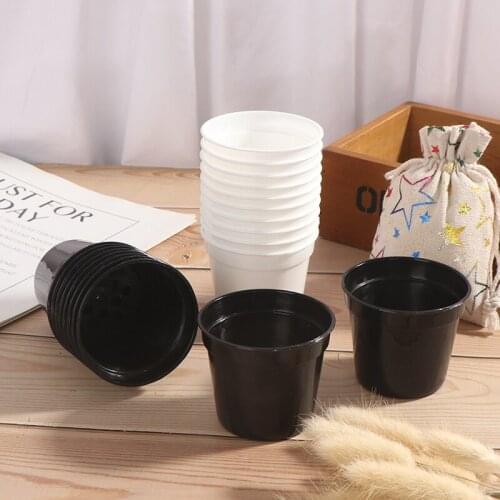 10Pcs Round Plastic Plant Flower Pot Trays Plastic Nursery Pots for Succulent Plants Home Office Decor Gardening Supplies