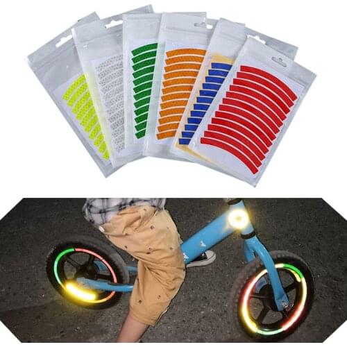 10Pcs Childrens Balance Bike Reflective Sticker Wheel Decals Reflective Tire Applique Tape Safety Stickers Bicycle Accessories