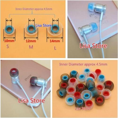 100 pairs/ 200pcs (4 Colors) 4.5mm S M L Silicone In-Ear Earphone Headset Replacement Earbud Bud Tips Ear buds Eartips Earplug