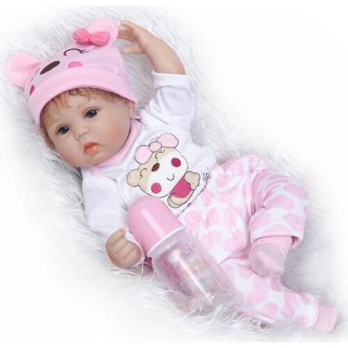 17inches 40cm Reborn Lifelike Doll Soft Real Gentle Touch Vinyl Silicone Baby Playing Toys for Kids Christmas Gift