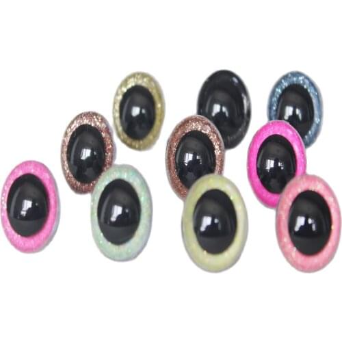 20pcs glitter colorful eyes 22mm 24mm 26mm 28mm 30mm 40mm 50mm round plastic clear glitter toy safety eyes with washer--Y10