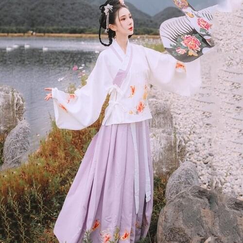 2020 Ancient Han Dynasty Princess Clothing Daily Hanfu Dress Chinese Folk Dance Costumes Hanfu Cosplay Festival Outfit SL3390