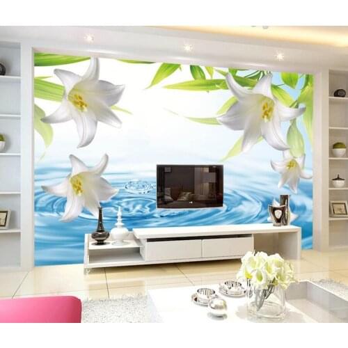 Custom 3D murals,Fresh and simple water lily papel de parede,living room TV wall children bedroom flowers wallpaper