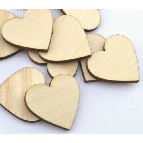 75pcs Craft Supplies - Laser cut wooden hearts 1.2 x 1.2 Inches- 30mm handmade DIY accessory