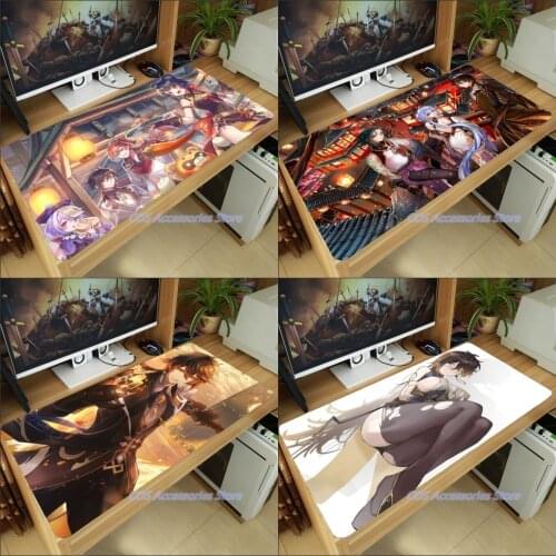 Anime Genshin Impact Zhongli Mouse Pad Mice Mat Game Large Thicken PC Laptop Keyboard Table Pad Gaming Play Mat Otaku Xmas Gifts