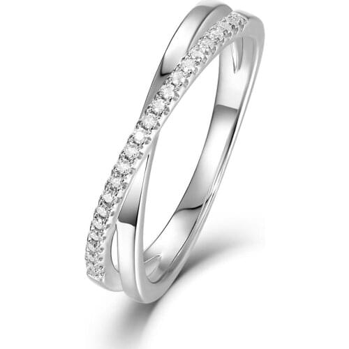 ANZIW 925 Sterling Silver Moissanite Diamond 1.0mm Exquisite Fashion Half Eternity Engagement Ring For Women Jewelry Gift