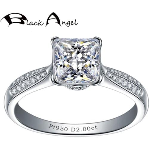 BLACK ANGEL 925 Silver Luxury Citrine Gemstone Princess Square Cut Women Wedding Adjustable Ring Fashion Jewelry Christmas Gift