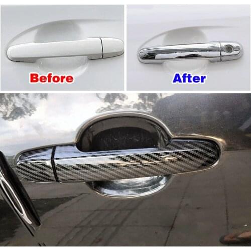 For Toyota Rav4 Rav 4 2001-2012 Carbon Fiber Color Modify Refit Chrome Door Handle Cover Decoration Trim Protection Sticker