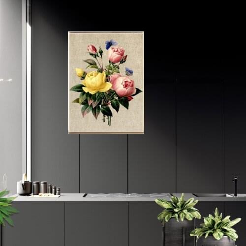 Retro Aestheticism Rose Flower Poster Canvas Print Painting Wall Art Living Room Home Decoration
