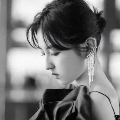 Brand Hiphop Multi Crystal Tassel Clip Earrings for Women Hyperbole Show Jewelry Chain Tassel Pendant Ear Cuff Charm Bijou 2020