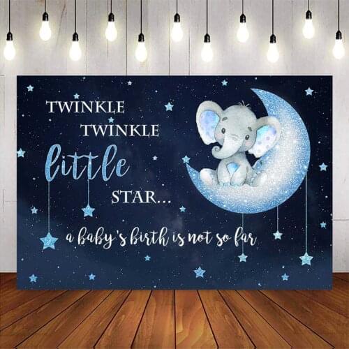 Twinkle Twinkle little star backdrop dark blue elephant baby shower background for photo studio blue little stars backdrops