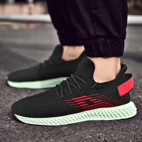 Hot Sell New Mesh Men Sneakers Casual Lace-up Sneakers Breathable No-slip for Male Flying Weaving Tourist Leisure Sports Shoes