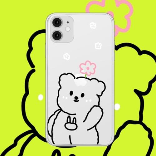 Ins Korean simple bear cute cartoon Phone Case For iPhone 12 mini 11 Pro Max case soft cover for iPhone XS MAX XR 7 8 Plus Case