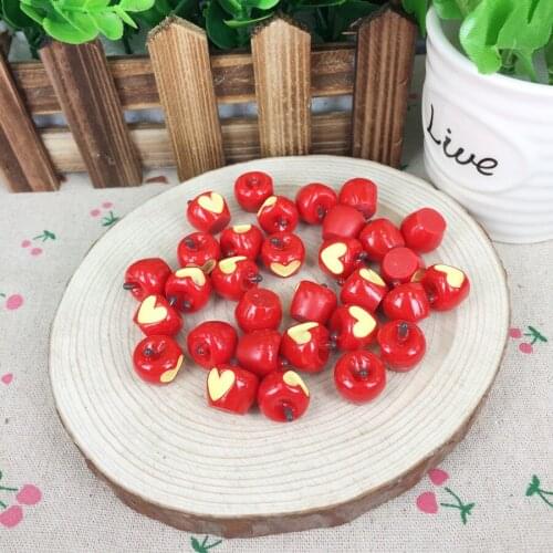 Kawaii DIY Resin 3D Cute Apple With Heart Flatback Cabochons Scrapbooking Accessories Embellishment Decoration Craft Making:15mm