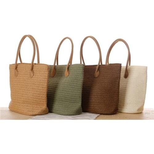 Summer Travel Handmade Bags For Women Beach Weaving Ladies Straw Bag Wrapped Shoulder Bags Top Handle Handbags Fashion Totes