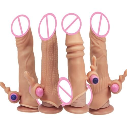 Reusable Extend condom triple clitoris rabbit vibrator delay ring bold Cover Impotence ejaculation G spot dildo sleeve Sex toys