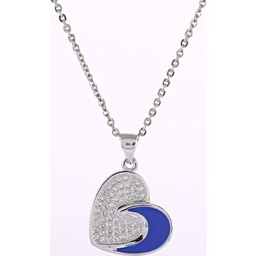 Hot Trendy Enamel Moon Shining zircon rhinestone Heart Necklace For Women Fashion Accessories Jewelry Valentines Day gift