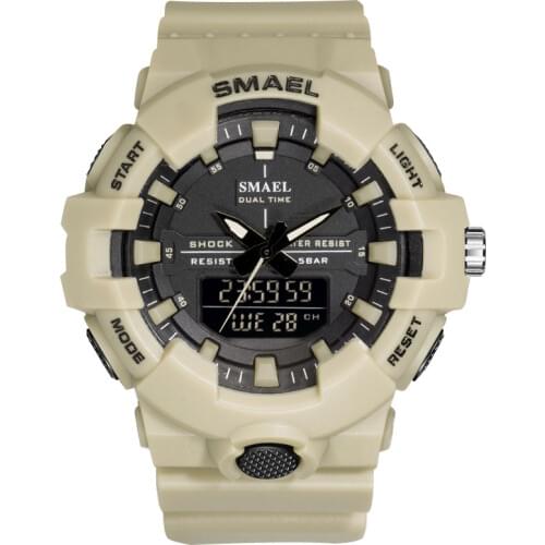 SMAEL Dual Display Watches Men Led Digital Watch Chronograph Military Analog Quartz Sports Watch LED Wristwatch Dropshipping